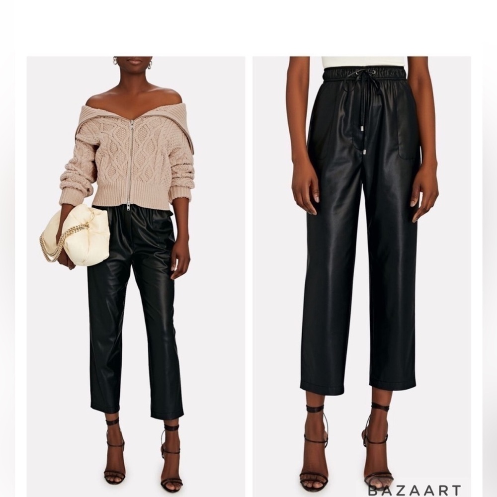 NEW! Intermix Kitson Cropped Faux Leather Black Pants NEW Size 2 Theory Vince